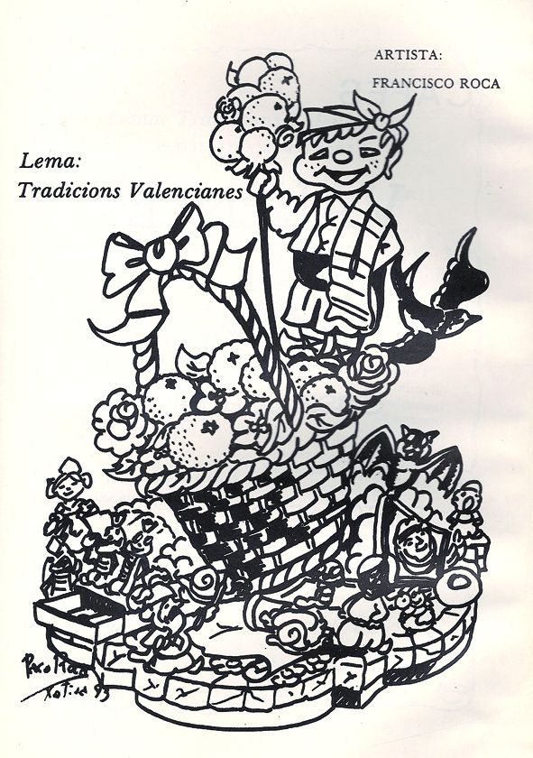 Esbòs Falla Infantil Any: 1983. Artista Faller: Francisco Roca - Lema: Tradicions valencianes