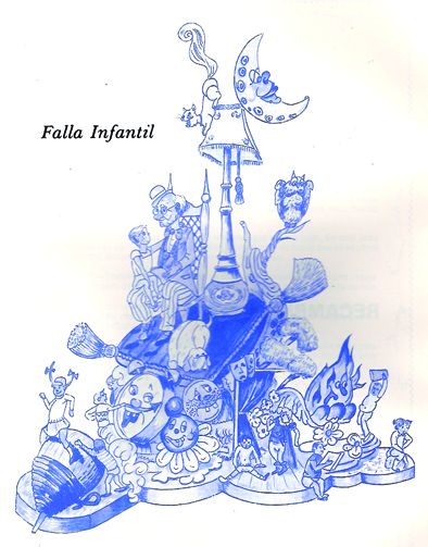 Esbòs Falla Infantil Any: 1984. Artista Faller: Alfonso Diaz - Lema: Coses de xiquets